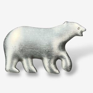 Vintage Polar Bear Pewter Pin Brooch Canada